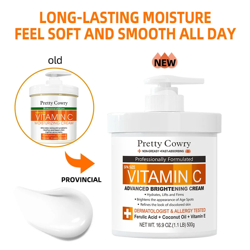 Crème éclaircissante pour le corps, 500ml, collagène, vitamine C, rétinol, Niacinamide, hydratante longue durée, Lotion pour le corps, soins pour la peau