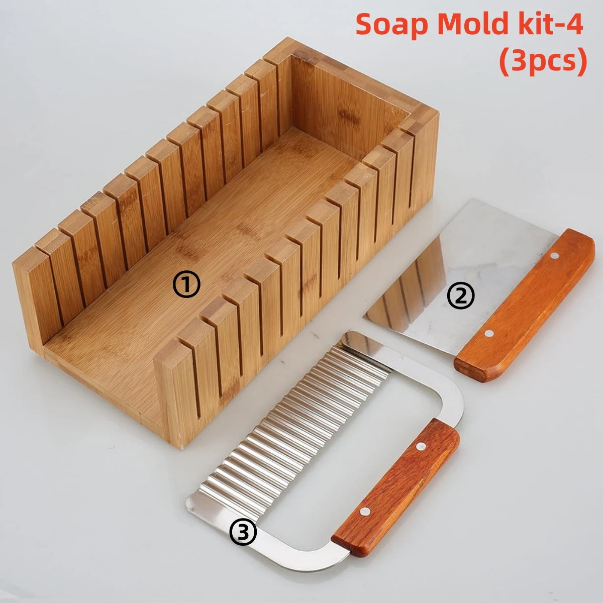Kit de fabrication de savon fait à la main, boîte de découpe en bambou et boîte intérieure avec moule en Silicone, coupe droite en acier inoxydable et coupe ondulée, bricolage