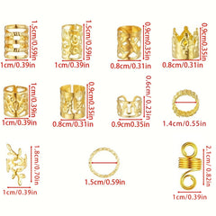 Ensemble d'accessoires pour cheveux en alliage unisexe, style bohème élégant, motifs creux et perlés, forme ronde, bijoux de cheveux décoratifs, 280 pièces