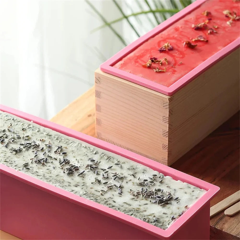Kit de fabrication de savon fait à la main, boîte de découpe en bambou et boîte intérieure avec moule en Silicone, coupe droite en acier inoxydable et coupe ondulée, bricolage