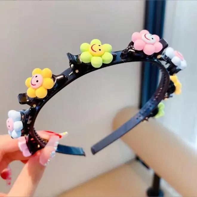 Bandeau tressé de dessin animé pour enfants, bandeau mignon de Style coréen pour bébé avec Clip, accessoires de cheveux pour filles à la mode