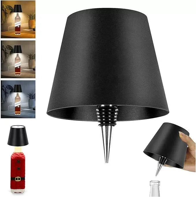 Lampe de table en forme de bouteille sans fil, commande tactile, 3 couleurs, gradation continue, veilleuse adaptée au bar,