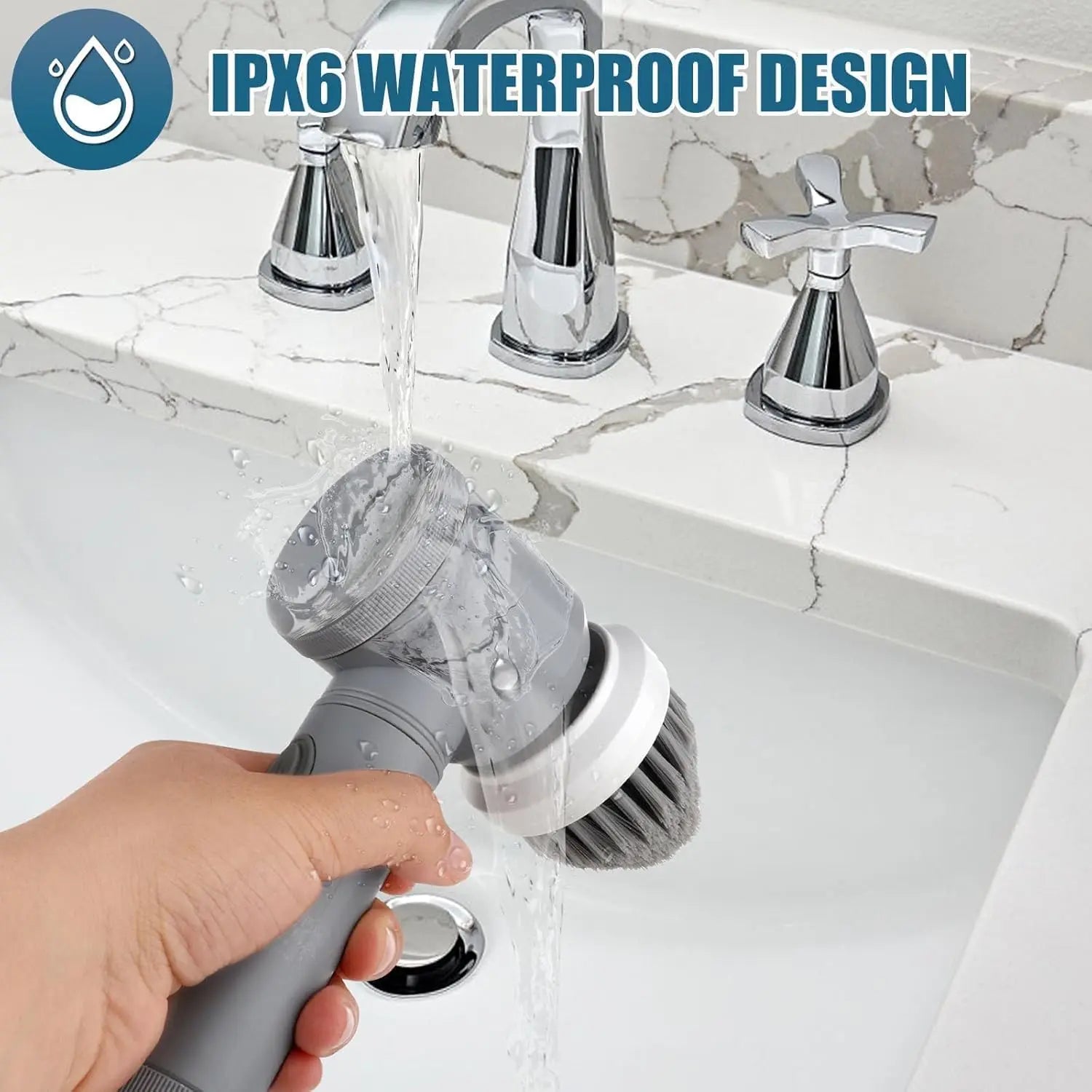 Épurateur électrique à rotation pour le nettoyage de la salle de bain et de la cuisine! Avec 5 têtes de brosse de nettoyage électriques idéales pour baignoire, évier de fenêtre de carrelage