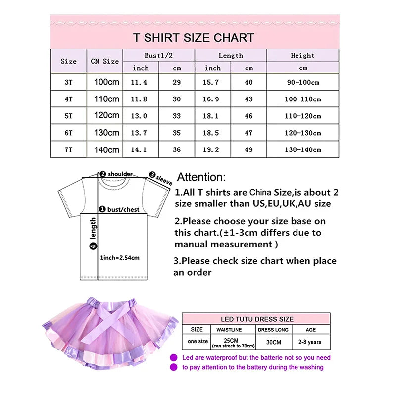 Ensemble de T-shirt et Robe Tutu pour Fille, Tenue Arc-en-Ciel, Vêtements 2 Pièces