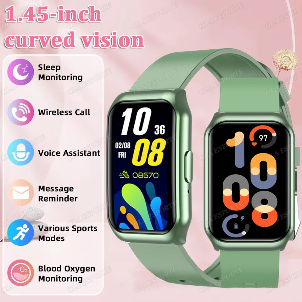 Nouveau écran incurvé montre intelligente 2025 pour montre de santé fréquence cardiaque sang oxygène/pression moniteur de sommeil sport étanche Smartwatch