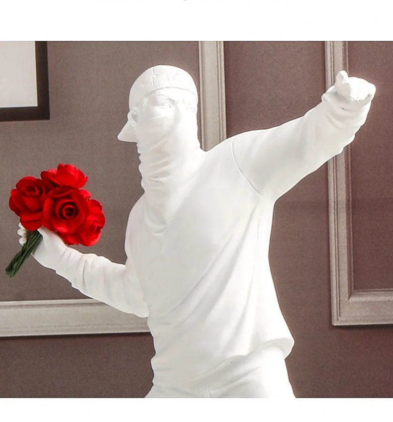 Statues en résine, Sculptures, lanceur de fleurs Banksy, bombardier, accessoires de décoration pour la maison, ornements modernes, Figurine de collection