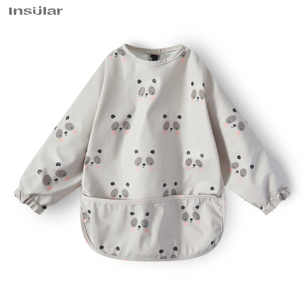 New baby bib with pocket for feeding accessories, waterproof long-sleeved children's bibs, long-sleeved aprons