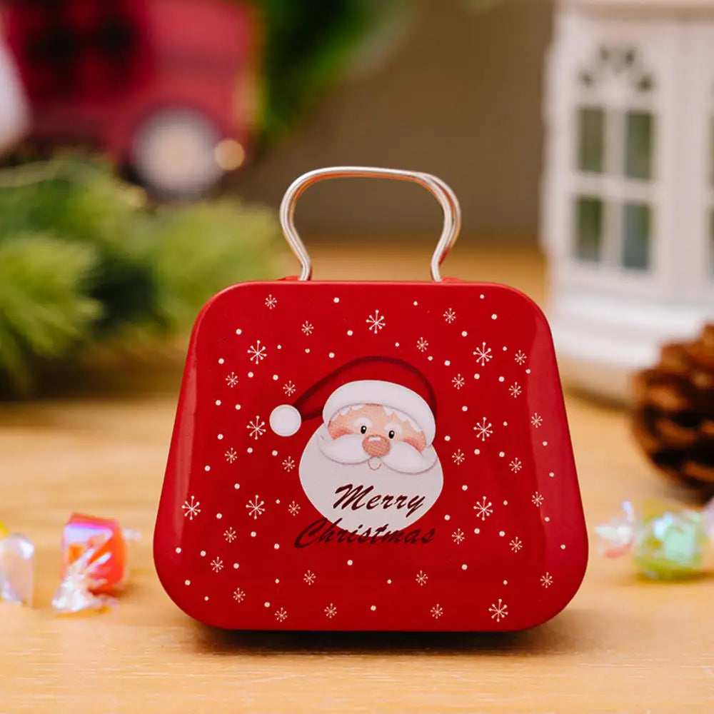 Metal storage box for Christmas decoration, handbag shape, 18 jars, jewelry case, children's gift, storage boxes, open Christmas party, 2024