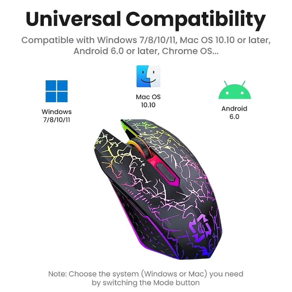 Souris sans fil Bluetooth 5.2 RGB 2.4G, double Mode, pour jeu, 6 boutons, silencieuse, pour MacBook, tablette, ordinateurs portables