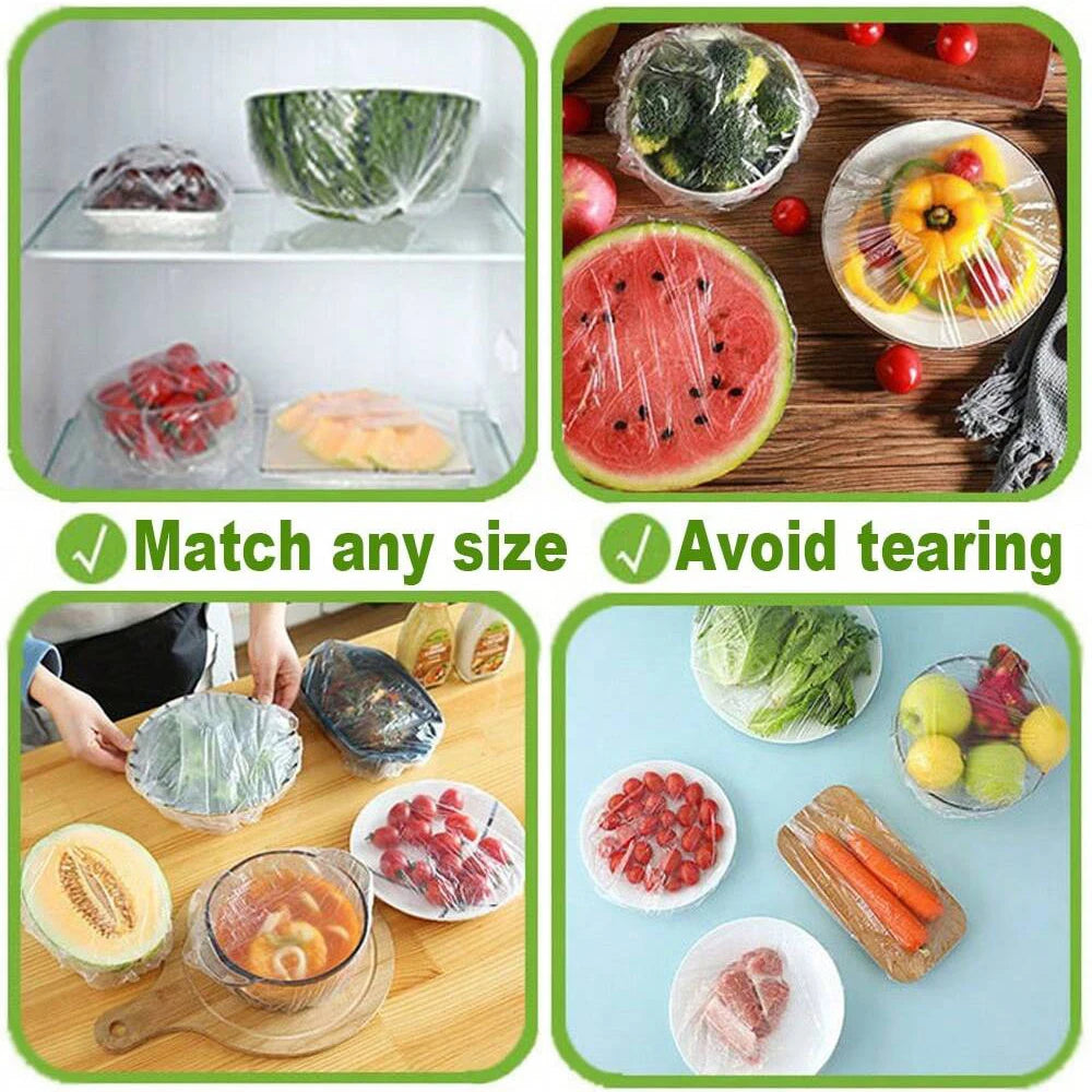 Couvercles de stockage d'emballage alimentaire réutilisables, 100 pièces, sacs pour bol, plaque élastique, couvercle en Silicone, fruits de cuisine, joint de conservation des frais en plastique
