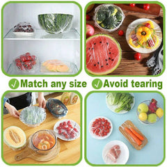 Couvercles de stockage d'emballage alimentaire réutilisables, 100 pièces, sacs pour bol, plaque élastique, couvercle en Silicone, fruits de cuisine, joint de conservation des frais en plastique