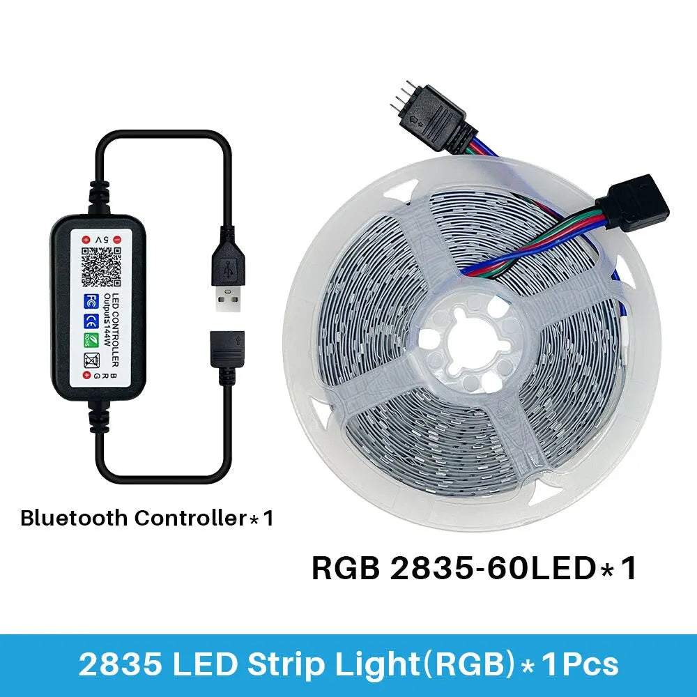 5M USB Led Bande Lumières RGB 2835 60 LED Bluetooth APP Contrôle Luces Led Flexible Diode Décoration Pour Salon Lampe Ruban