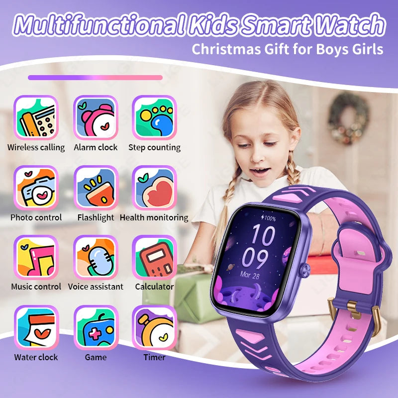 LIGE-Montre intelligente à écran tactile HD pour enfants, montre intelligente de jeux pour enfants, montre intelligente de musique, cadeau pour garçon et fille, IOS et Android, 2024