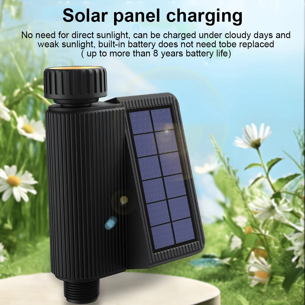 Tuya Wifi Smart Watering Timer, Solar Powered Drip Irrigation System, Built-in Water Flow Recorder, Water Controller