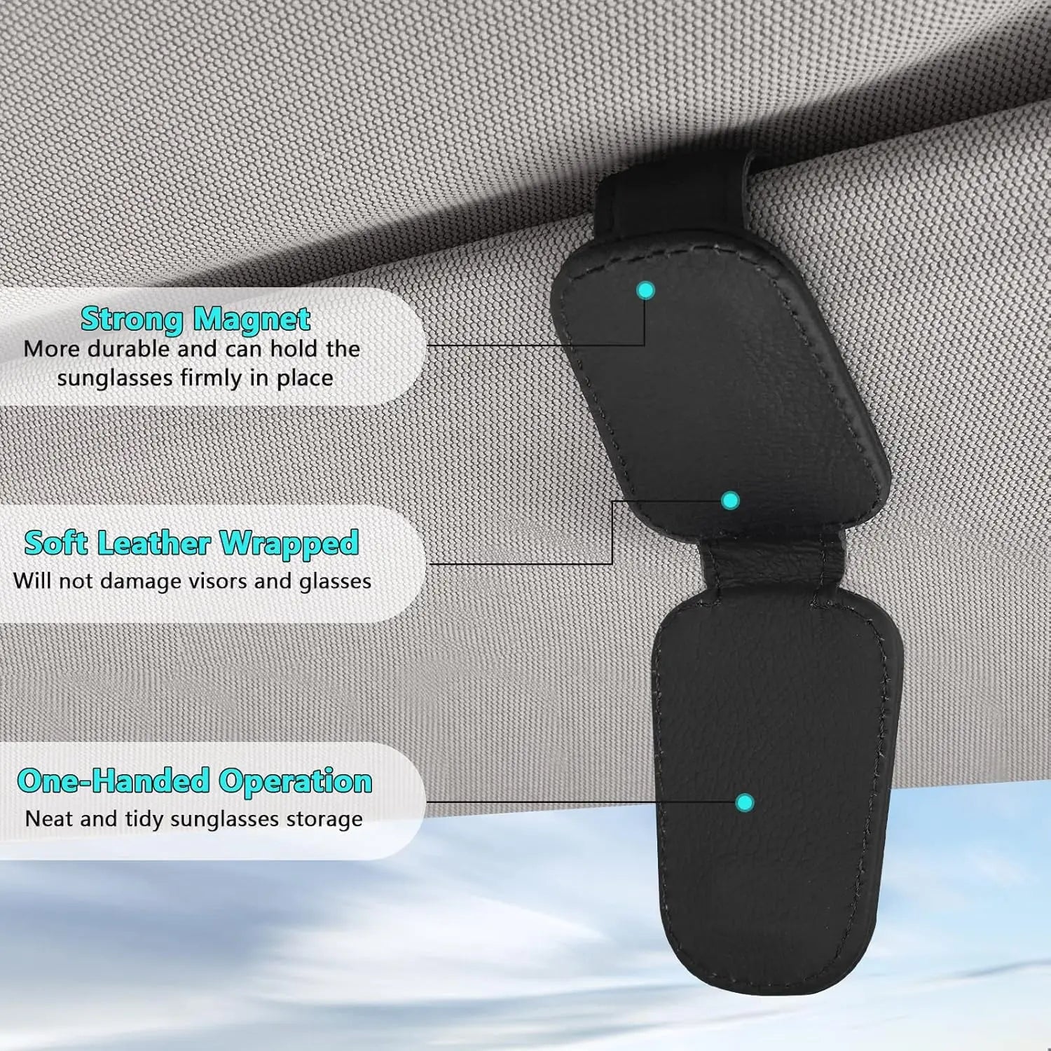 Porte-lunettes de soleil de voiture pour visière de voiture, Clip magnétique en cuir, porte-lunettes, accessoires de voiture de camion pour femmes et hommes
