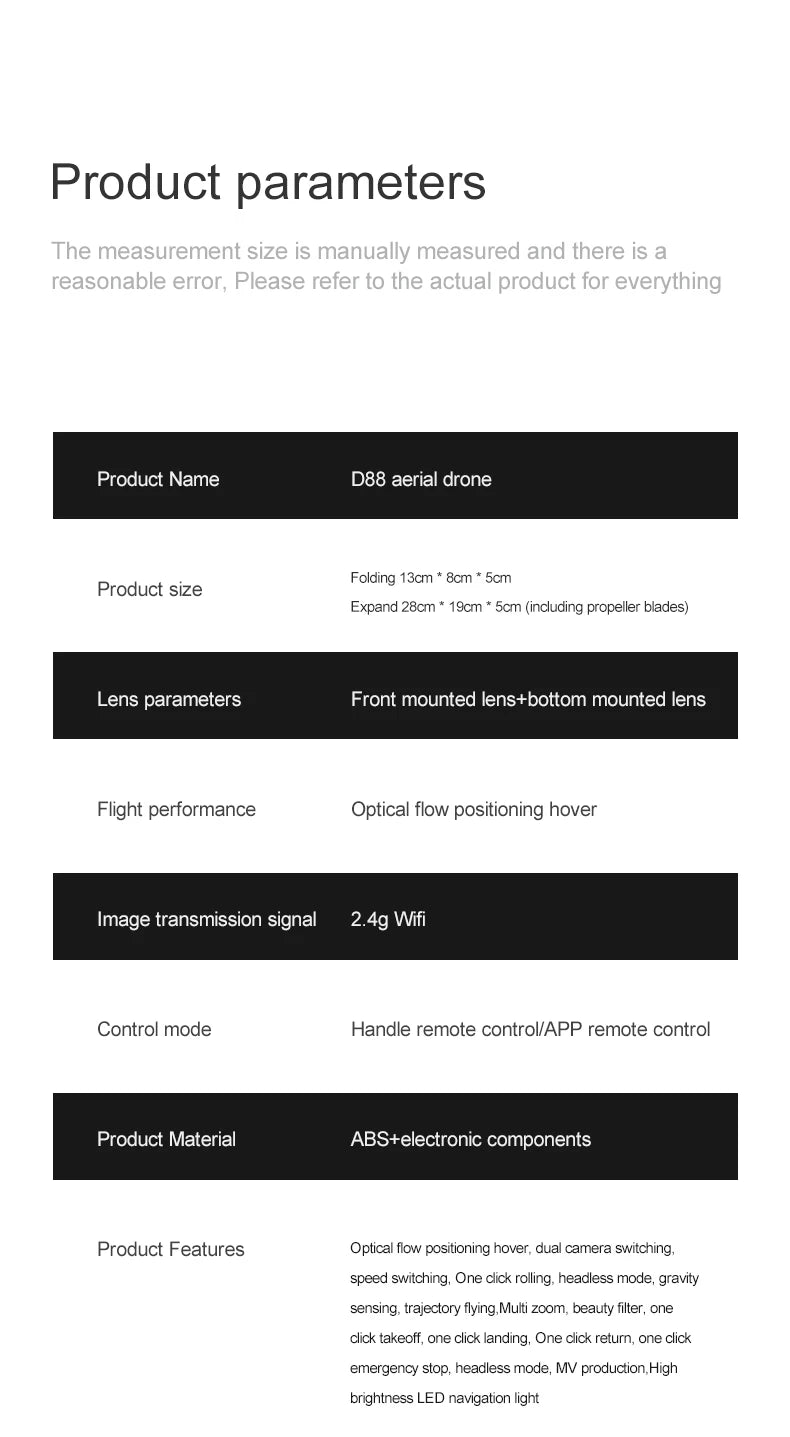 Xiaomi D88 Drone HD 8K double caméra photographie aérienne professionnelle flux optique vol stationnaire geste tir pliable quadrirotor ﻿