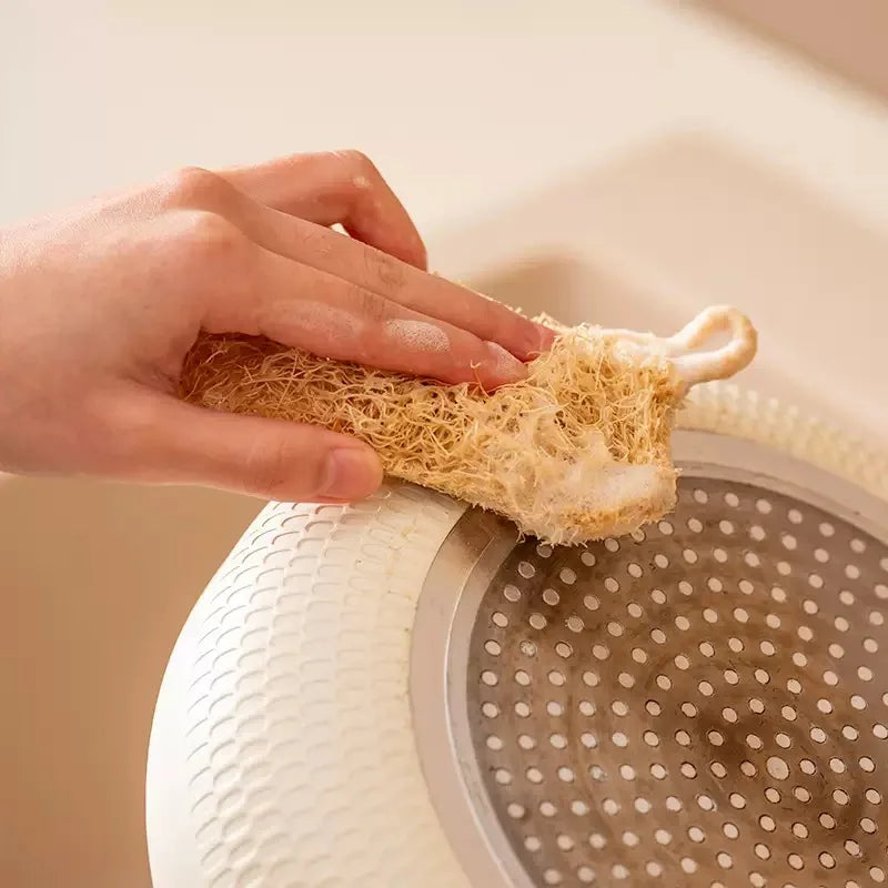 10 pièces/5 pièces/1 pièce-éponge loofah naturelle Double couche pour le nettoyage de la cuisine, biodégradable, adaptée au nettoyage de la cuisine