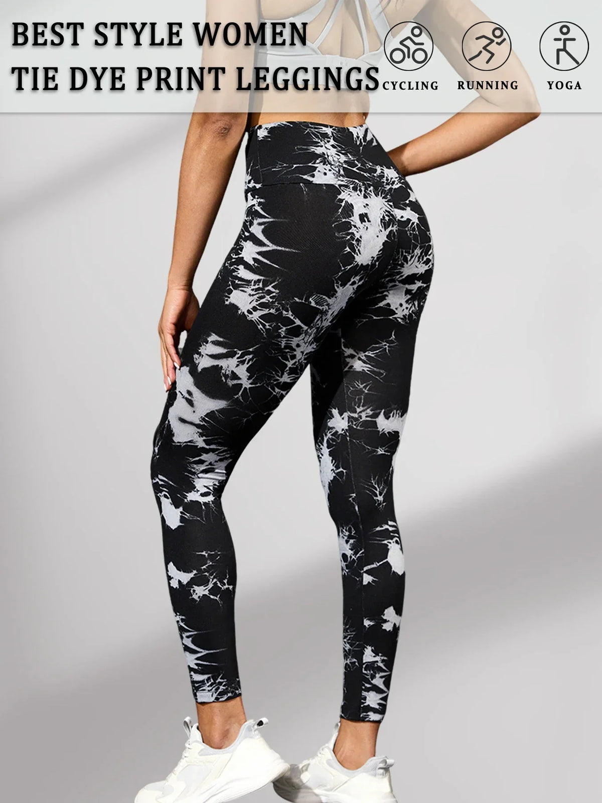 Leggings de teinture par nouage taille haute pour femmes, collants d'athlétisme, de Yoga, de course, de gymnastique, non transparents, Push Up, Fitness
