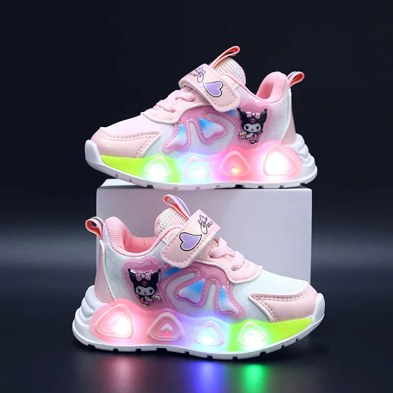 Enfants filles chaussures Led lumières enfants baskets filles chaussures de Sport décontractées bébé anti-dérapant rose violet dessin animé chaussures taille 21-30