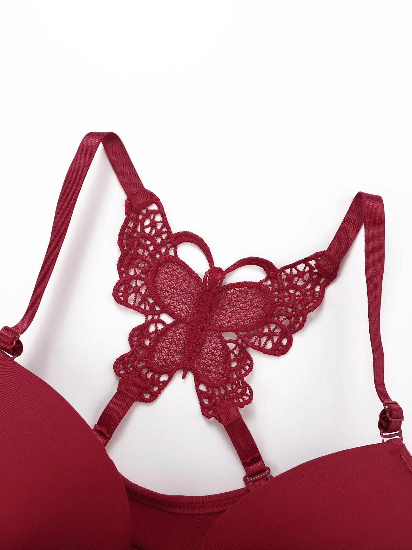 Vente chaude 2 pièces ensemble de sexy rouge avant bouton braissere beau dos papillon mode soutien-gorge push up femmes ensemble A2120