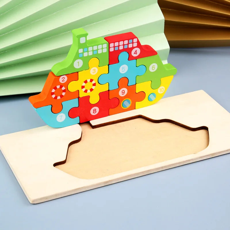 Puzzles en bois Montessori pour enfants, jouets Montessori pour tout-petits de 2 3 4 5 ans, Puzzle 3D, jouet éducatif dinosaure