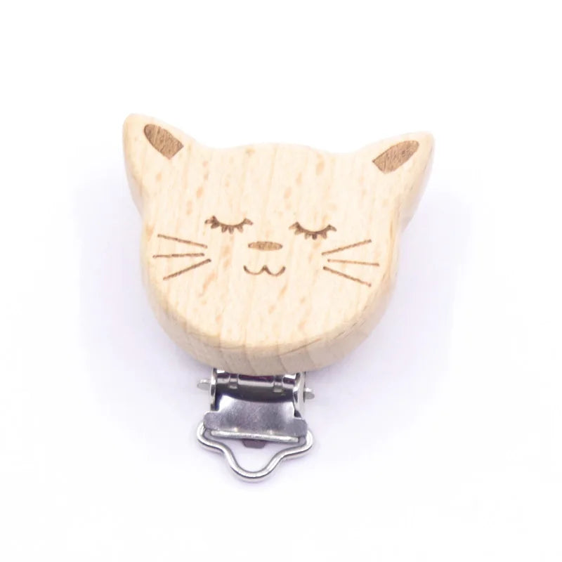 5 pièces/ensembles bébé sucette Clips sans BPA mignon modélisation hêtre attache-sucette bébé bricolage dessin animé Animal bois bûche mamelon chaîne support