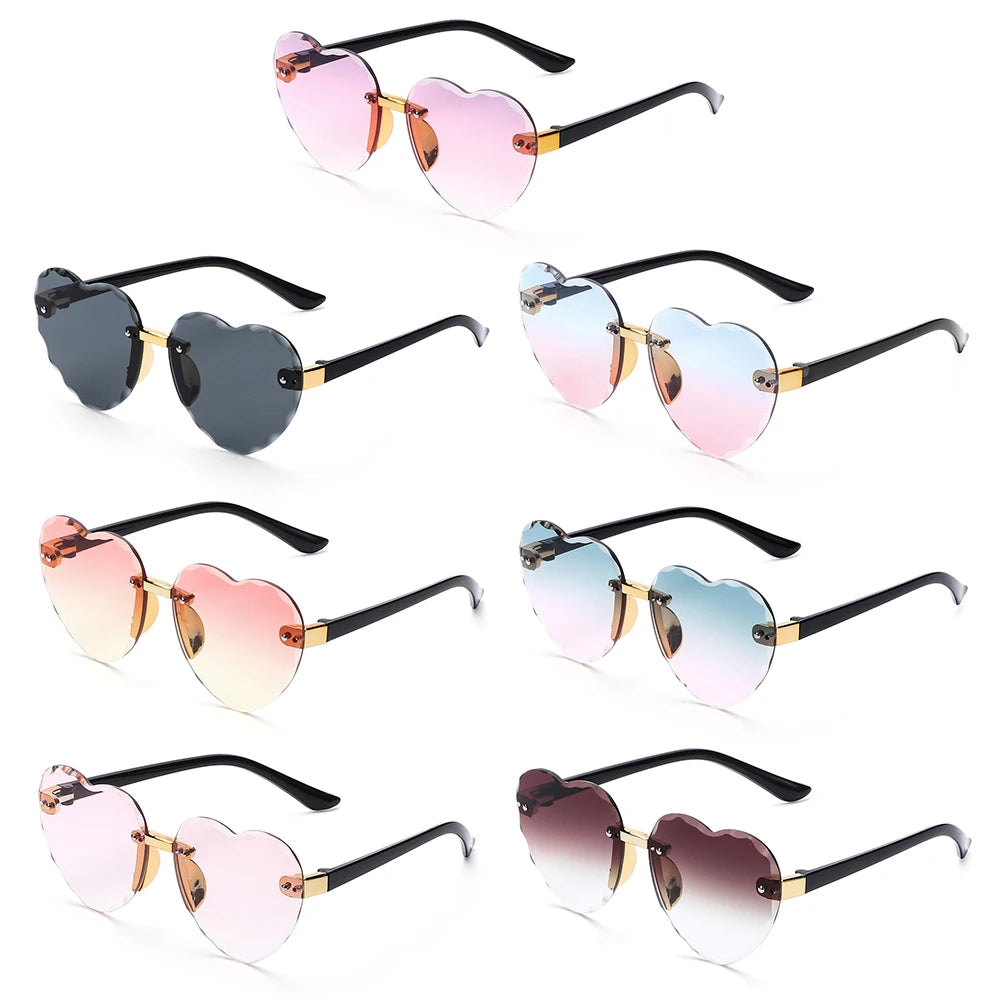 Lunettes de soleil en forme de cœur pour enfants, lentilles océArabes, lunettes de soleil pour enfants, protection UV 400, lunettes de fête et de photographie