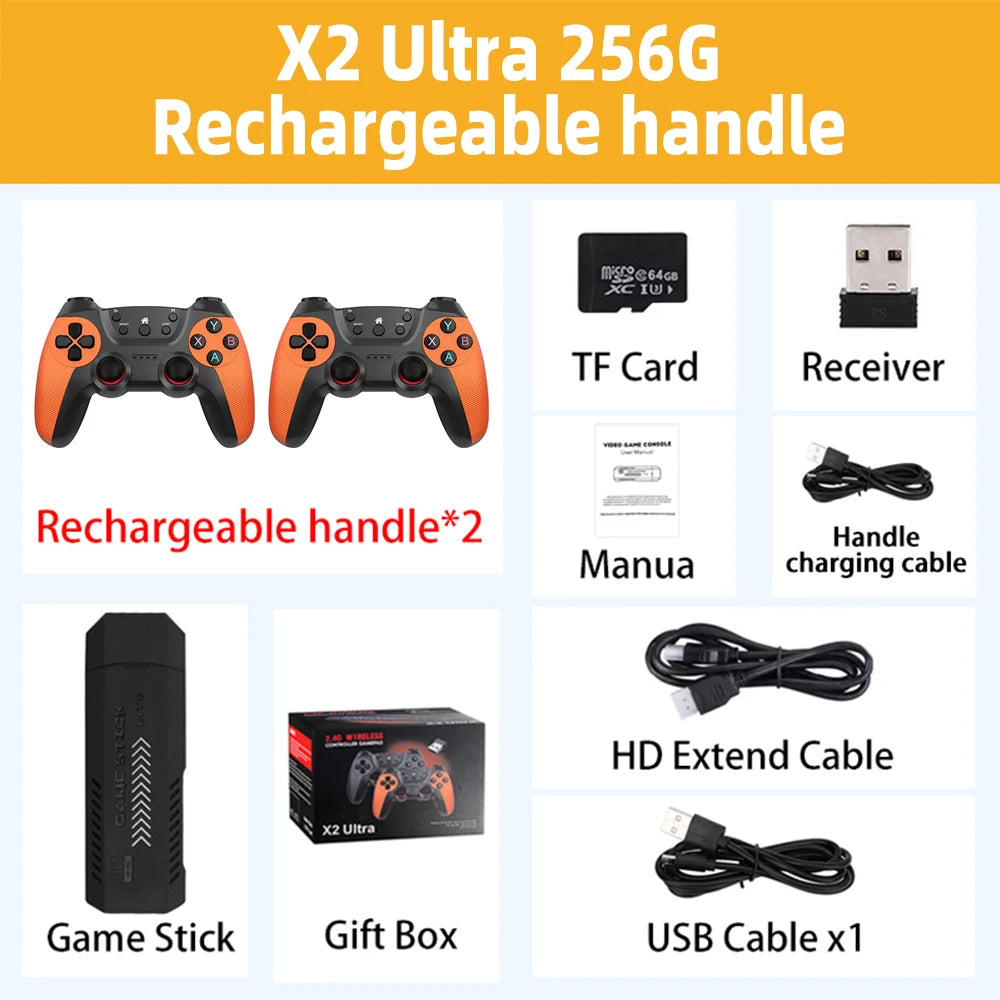 Console de jeu vidéo X2 Ultra, double manette sans fil, jeux rétro, cadeau de Noël, seulement 2.4G, 4K HD30000, 128G