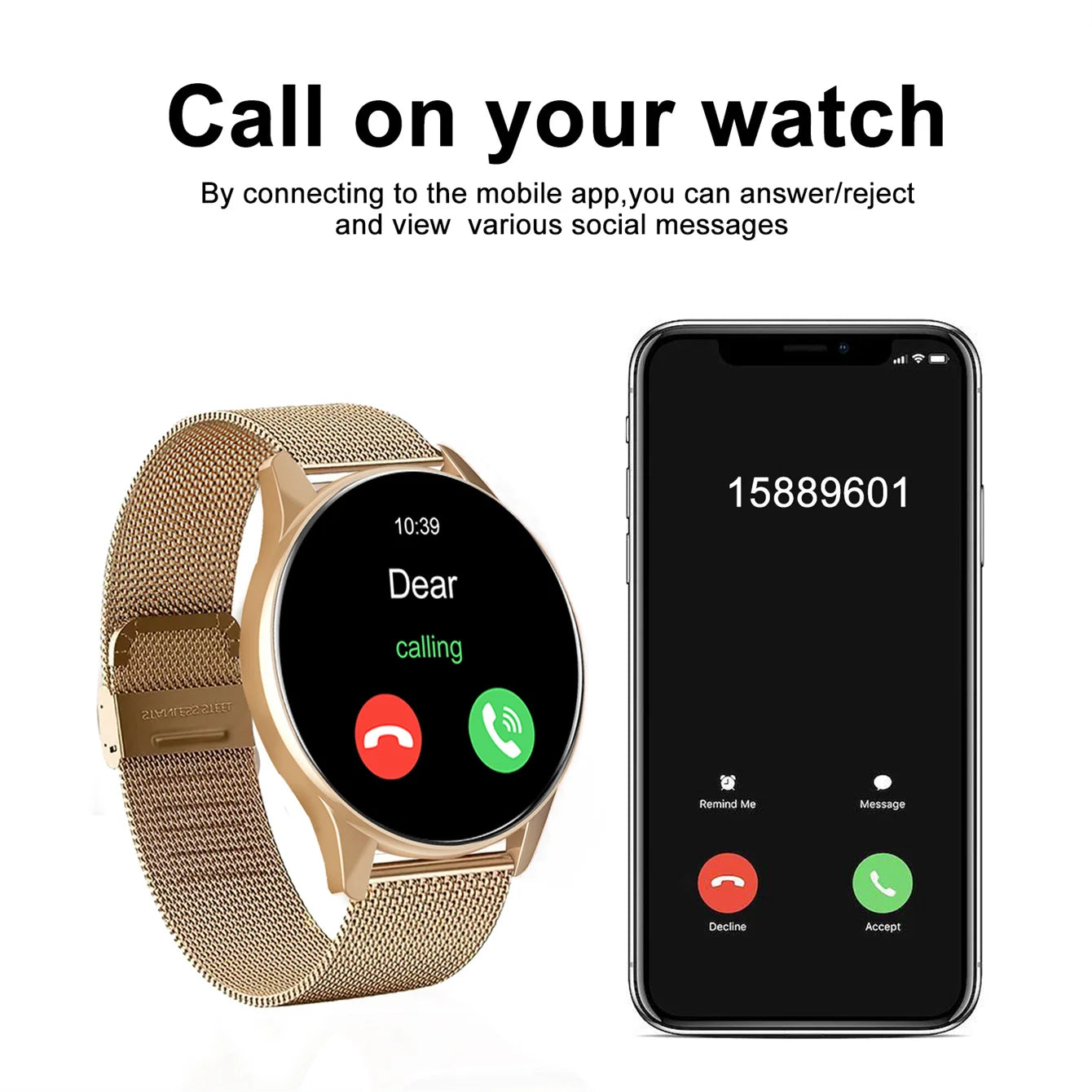 Montre intelligente, appel/cadran sans fil, mode multi-sport, alertes, pour hommes et femmes, papier peint personnalisé, iPhone/andriod