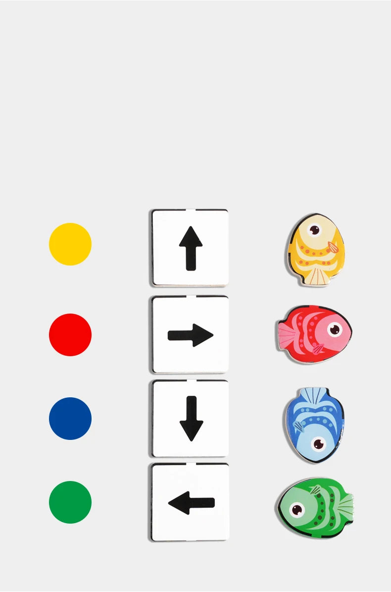 Jouets Montessori en bois pour enfants, entraînement à la pensée logique, Direction, Cognition des couleurs, jeu de société de combat éducatif