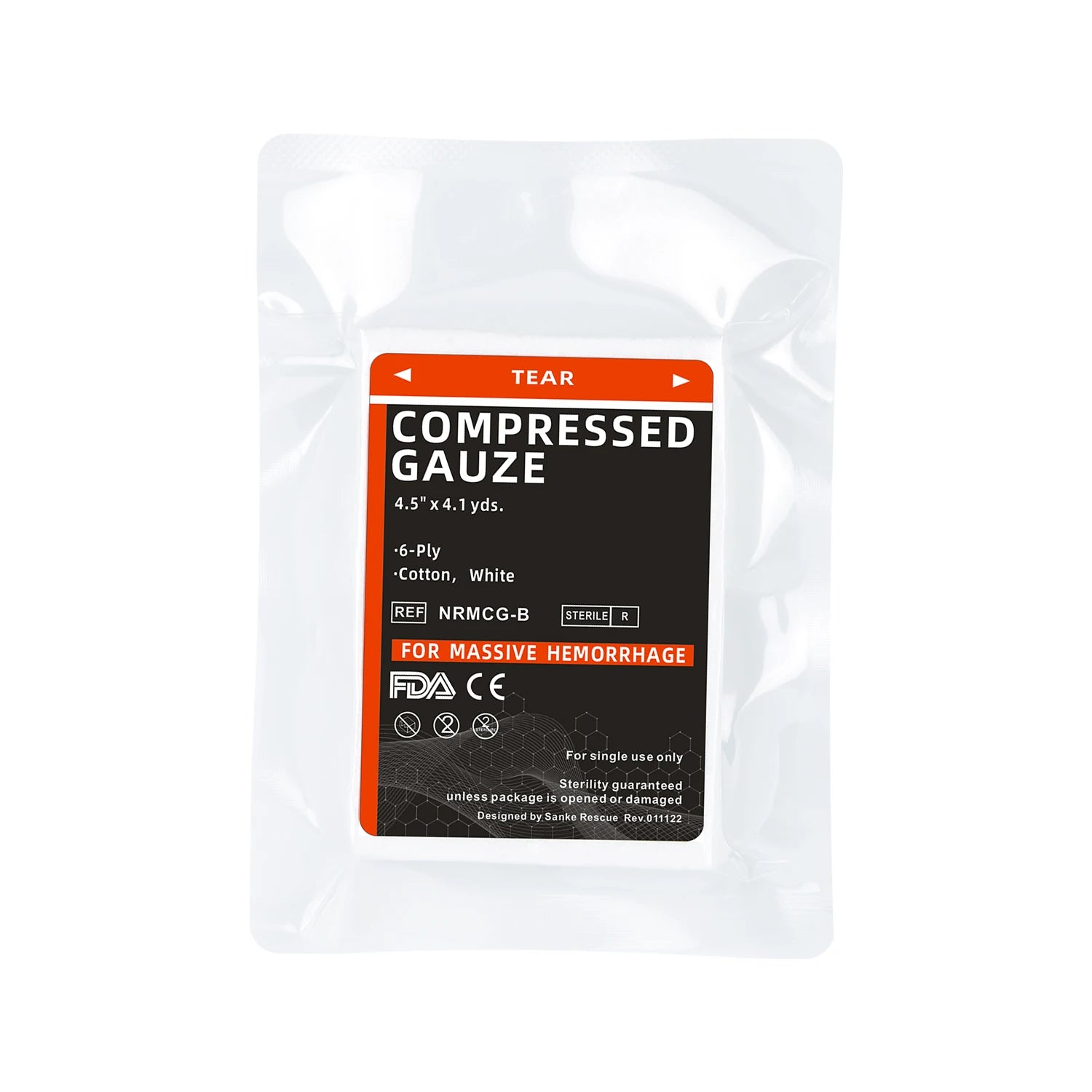 Rouleau de gaze de stérilisation compressée, bandage médical d'urgence, bandage de contrôle hémostatique, emballage sous vide, plié en Z, premiers soins