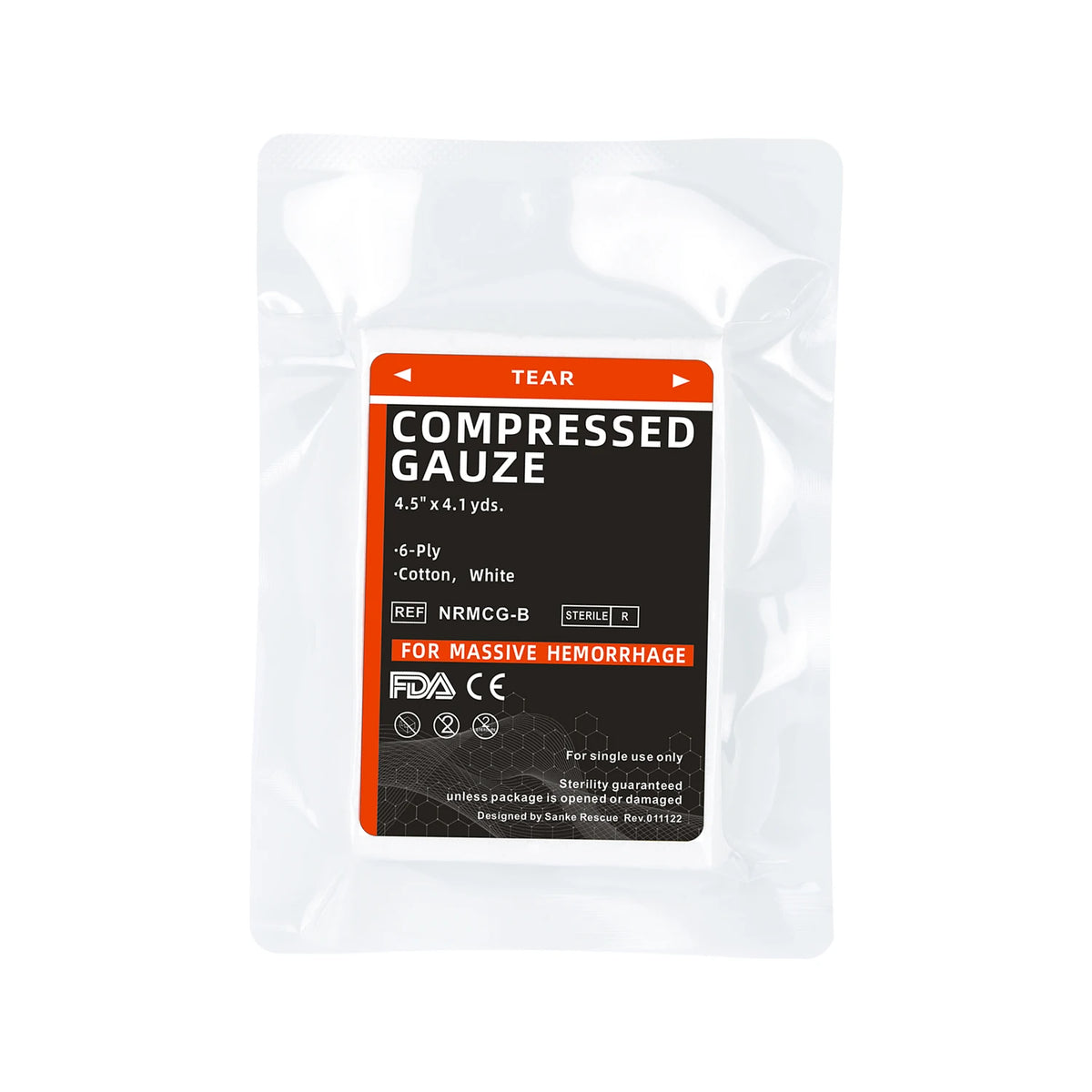 Rouleau de gaze de stérilisation compressée, bandage médical d'urgence, bandage de contrôle hémostatique, emballage sous vide, plié en Z, premiers soins