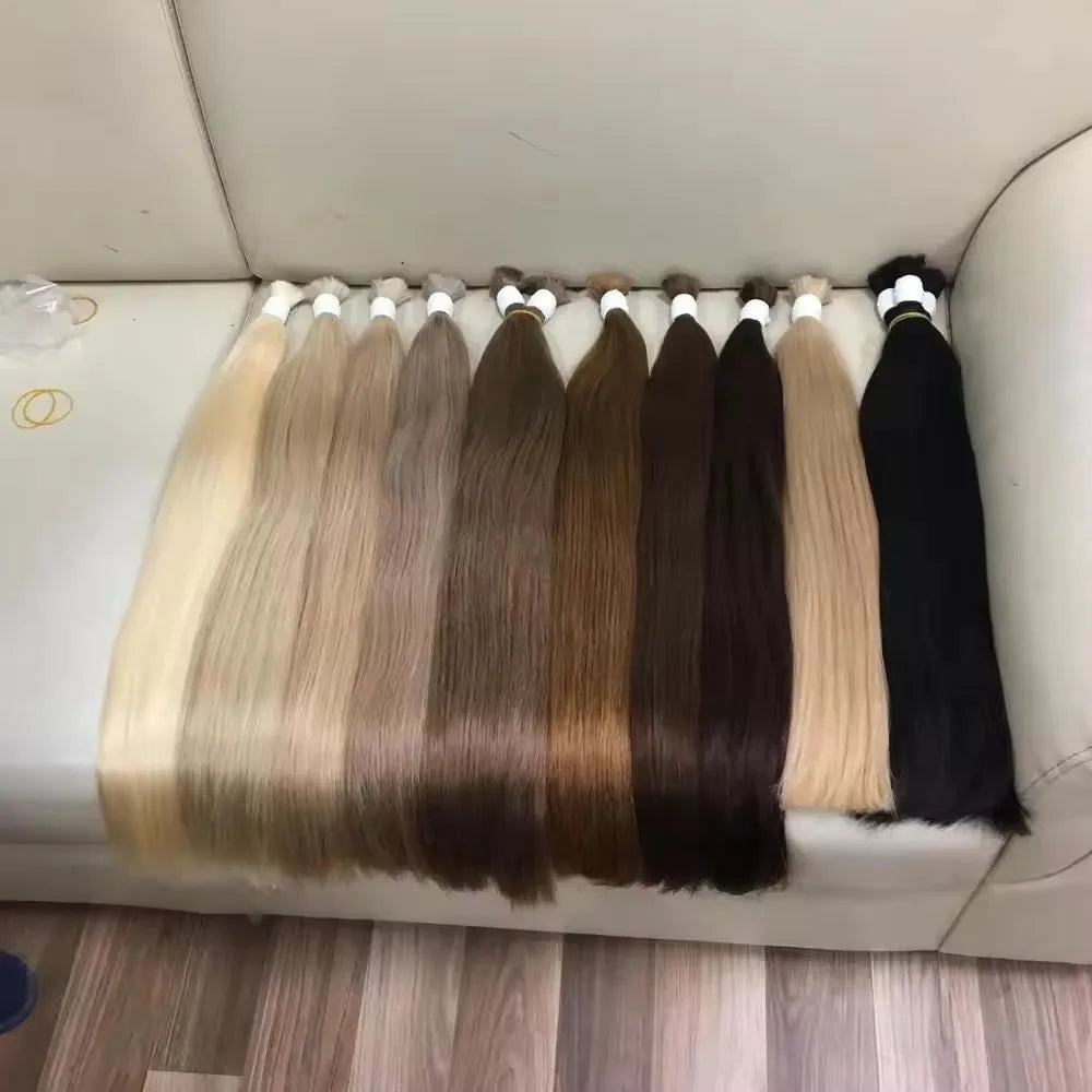 613 Straight Human Hair Bundles, No Weft, 100% Virgin, Highlighting Original Russian Natural Unprocessed Blonde Loose Extensions