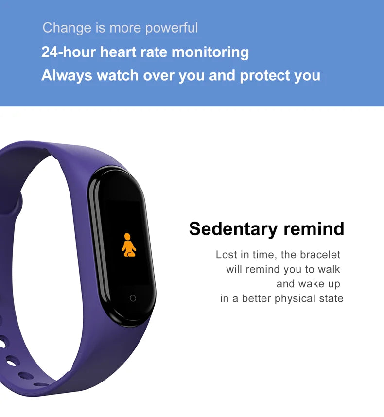 Waterproof sports smartwatch with activity, blood pressure and heart rate monitor, electric clock, new