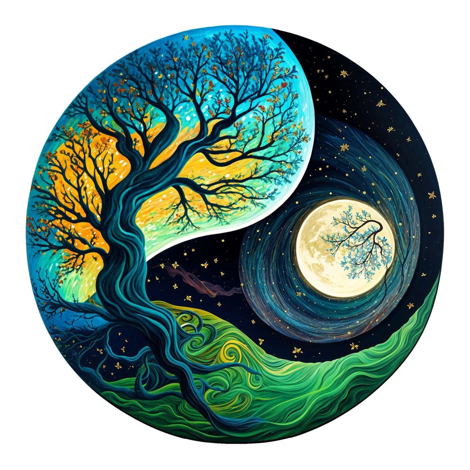 Puzzle en bois à grand arbre, casse-tête sur le thème de la forêt, cadeau écologique de noël d'halloween pour la décoration de la maison