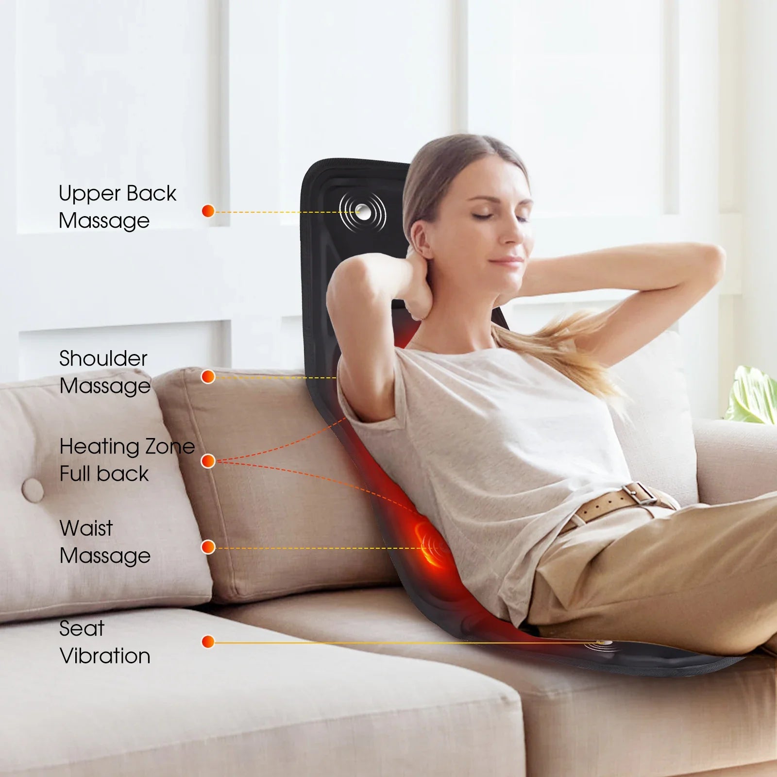 Masseur de dos électrique infrarouge, chaise de Massage complète du corps, coussin chauffant, vibrateur, voiture, maison, bureau, matelas lombaire pour le cou, tapis de chaise