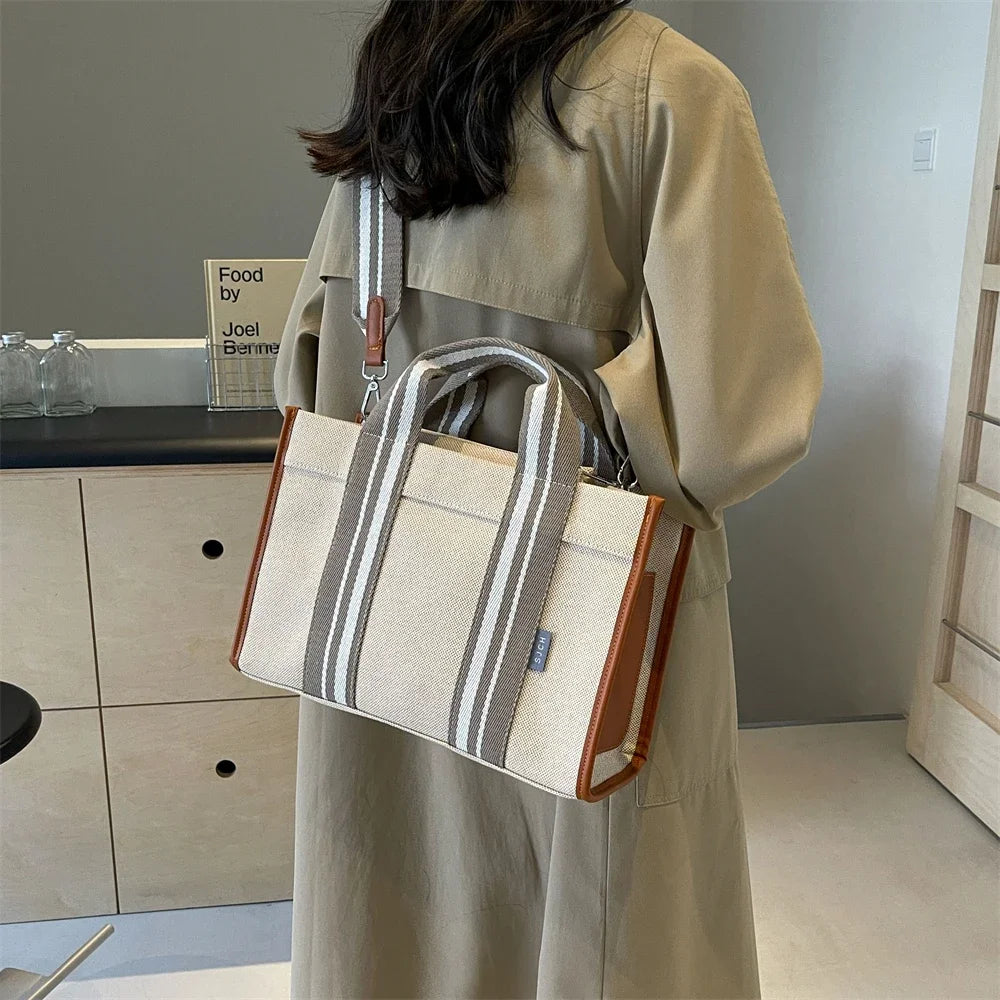 sac de luxe femme sac a mains femme sac bandouillère femme Sacs à main en tissu de lin pour femmes, sac à bandoulière rayé de grande capacité, sac fourre-tout de shopping, dernier document uni, lancé, qualité, 2024