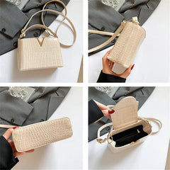 Mini multifunctional handbag made of waterproof PU fabric, fashionable, solid color, simple material, locking buckle, decoration 