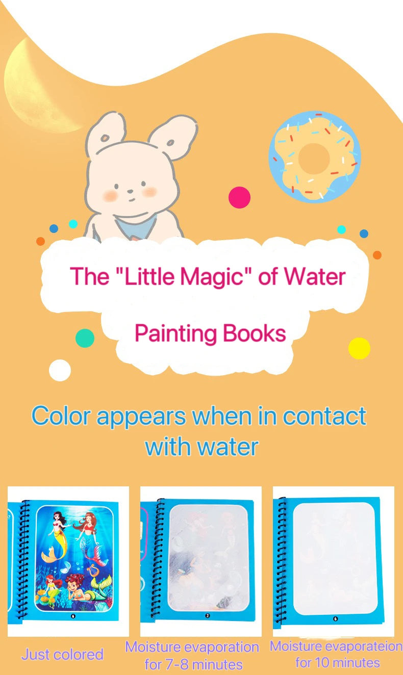 1 livre + 1 stylo livre de coloriage réutilisable livre de peinture à l'eau éducation précoce sensorielle Puzzle dessin jouets