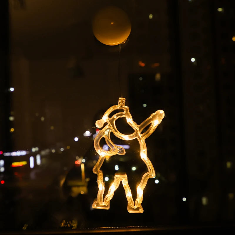 Lumières LED de Noël pour la décoration de la chambre à coucher, ornements de la maison, fenêtre, verre, batterie chaude