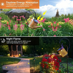 Solar Watering Can Outdoor Waterproof Shower Light LED Fairy Art for Garden Walkway Patio Lawn Decor Lighting