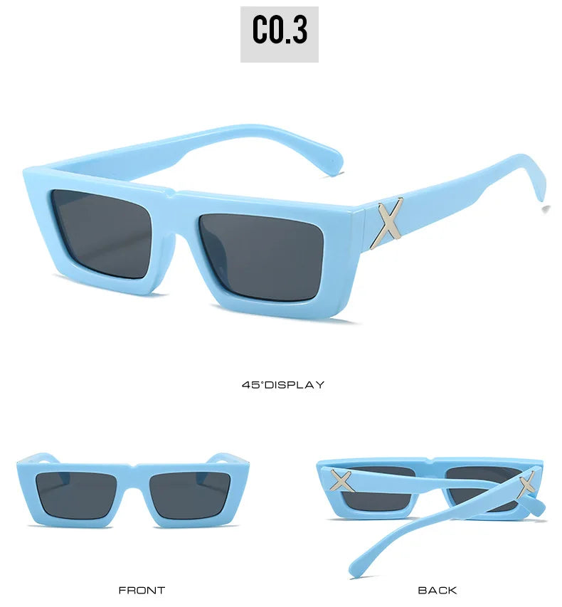 Lunettes de soleil à spoage X, petit cadre carré, temples personnalisés, accessoires streetwear quotidiens pour femmes, protection UV pour hommes, conduite