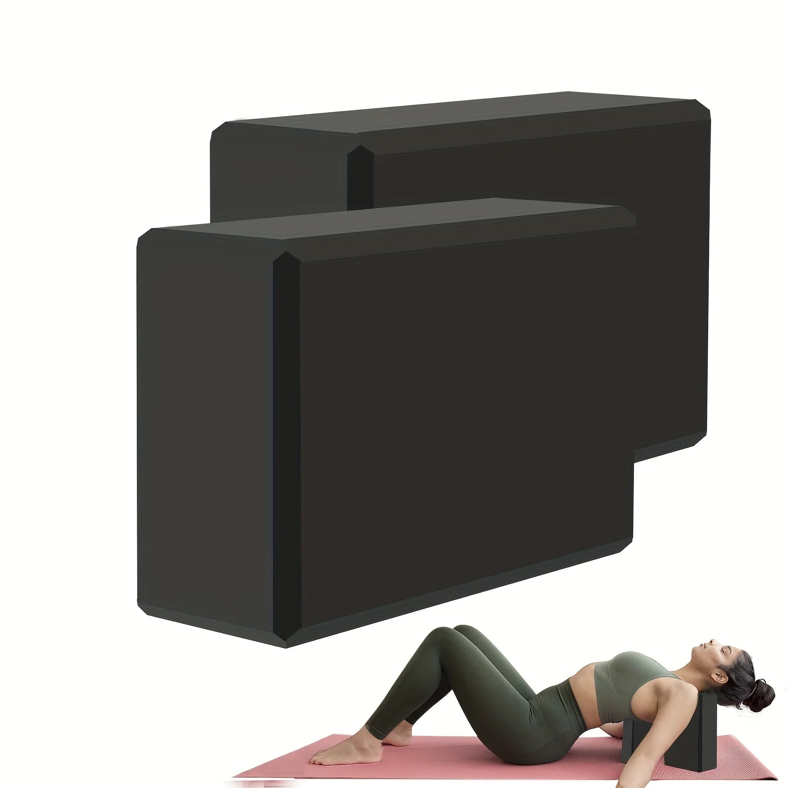 Set of 2 yoga blocks – Made of high-density foam, lightweight, supportive, and odorless – Essential yoga equipment for women, gym