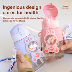 Tasse d'eau d'été Kawaii de 600ML pour enfants, tasse en paille antichute de grande valeur pour garçons et Cirls, bouilloire pour bébé aller à l'école