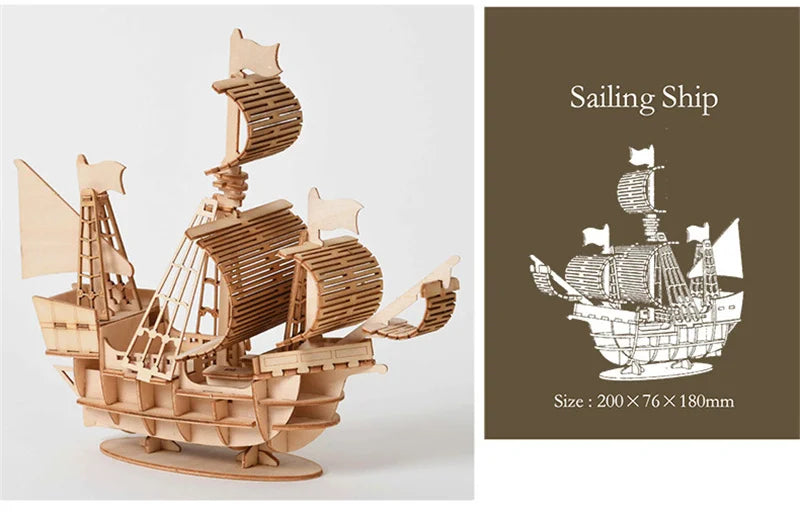 Puzzle 3D en bois, modèle de jouet mécanique fait à la main, jeu de construction, à assembler, modèle de bateau, ornement, cadeau de noël, 1 pièce
