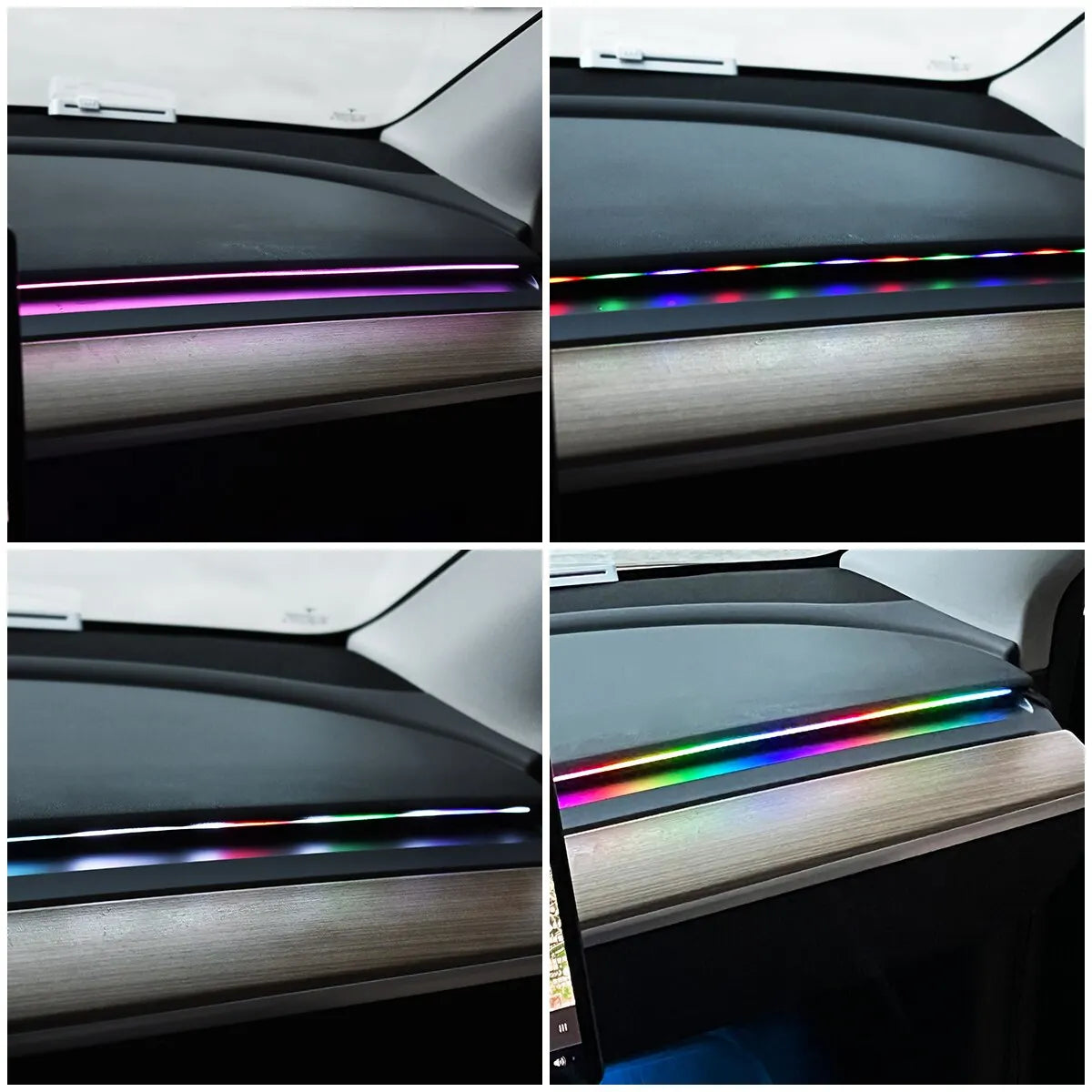 Lumière ambiante LED USB pour voiture, bandes acryliques 64 couleurs, RVB pleine couleur, intérieur de voiture, application cachée, télécommande, lampe de escale, 110cm