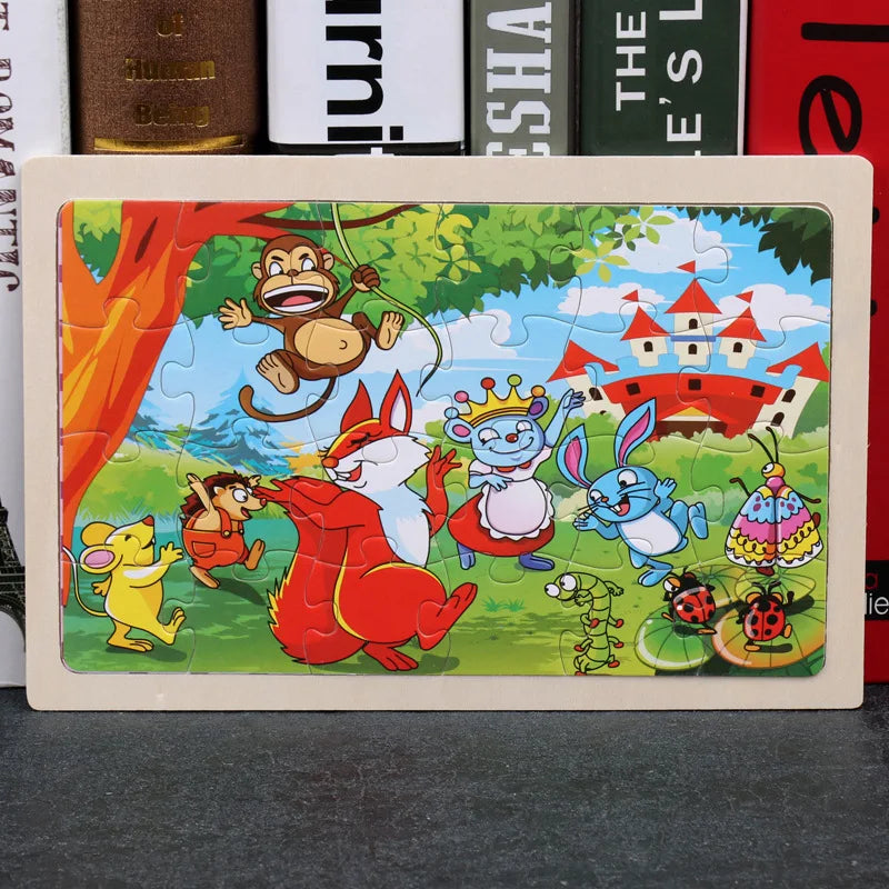 Nouveau 24 pièces Puzzles en bois enfants dessin animé Animal bois Puzzle jouets d'apprentissage éducatif précoce pour enfants cadeau