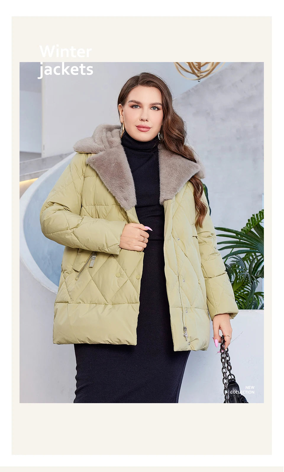 HaiLuoZi-Veste Courte à Capuche avec Fourrure pour Femme, Vêtement d'Hiver de Grande Taille, Design de Matelassage Indépendant, Grandes Poches, Combiné 2023, Nouvelle Collection 1163