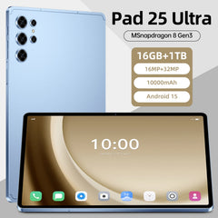 HOT Pad 25 Ultra tablette Android 15 système MSnapdragon 8 Gen3 Core 10.1 pouces écran HD 5G double SIM double veille 10000mAh batterie