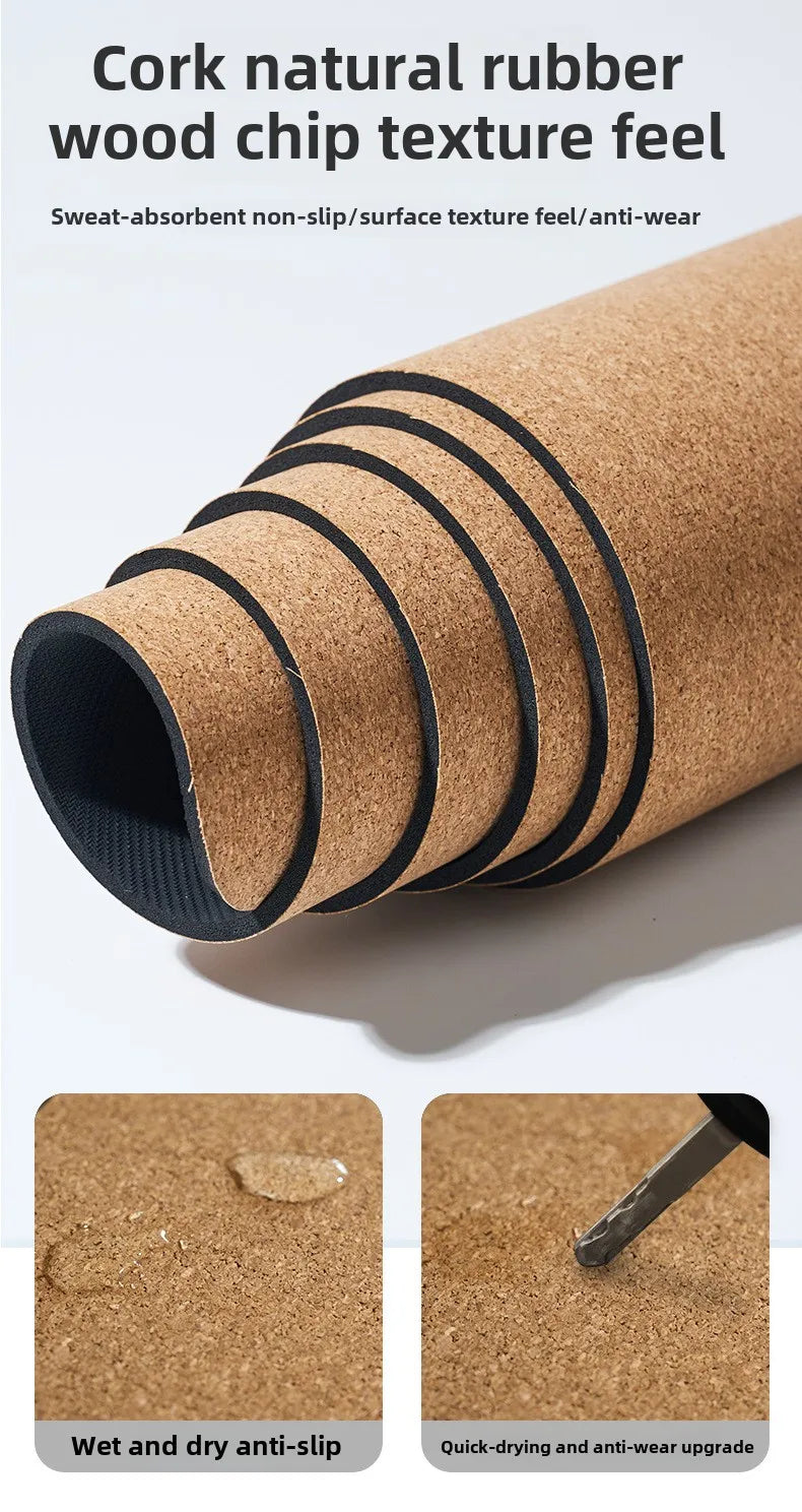 2025 Nouveau tapis de yoga de luxe en liège et caoutchouc naturel avec lignes d'alignement gravées au laser - Absorption des chocs, antidérapant, réduction du bruit